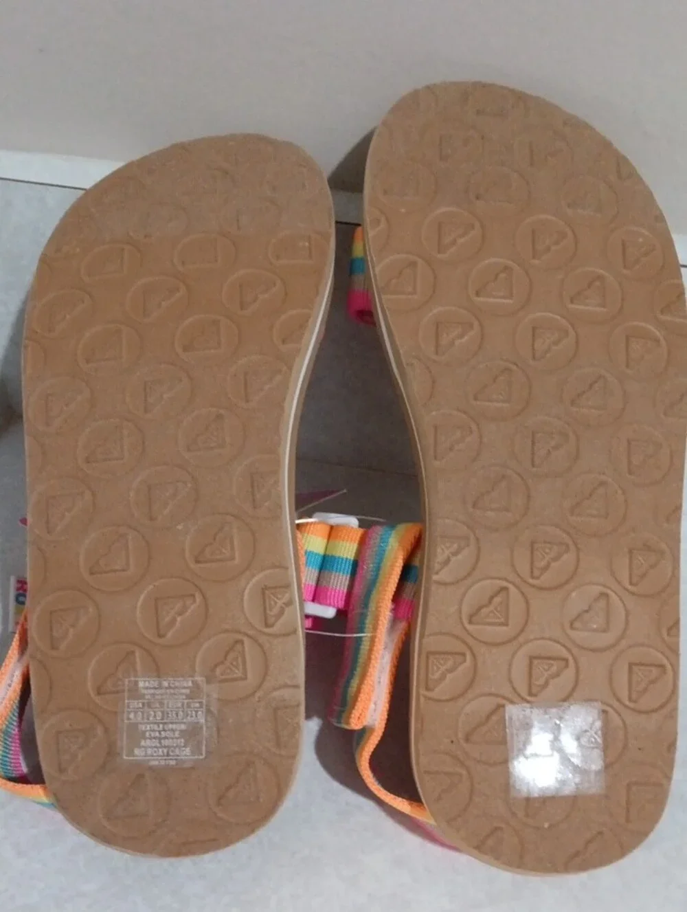 Roxy Kids Rainbow Stripe Pink Orange Blue Sandals